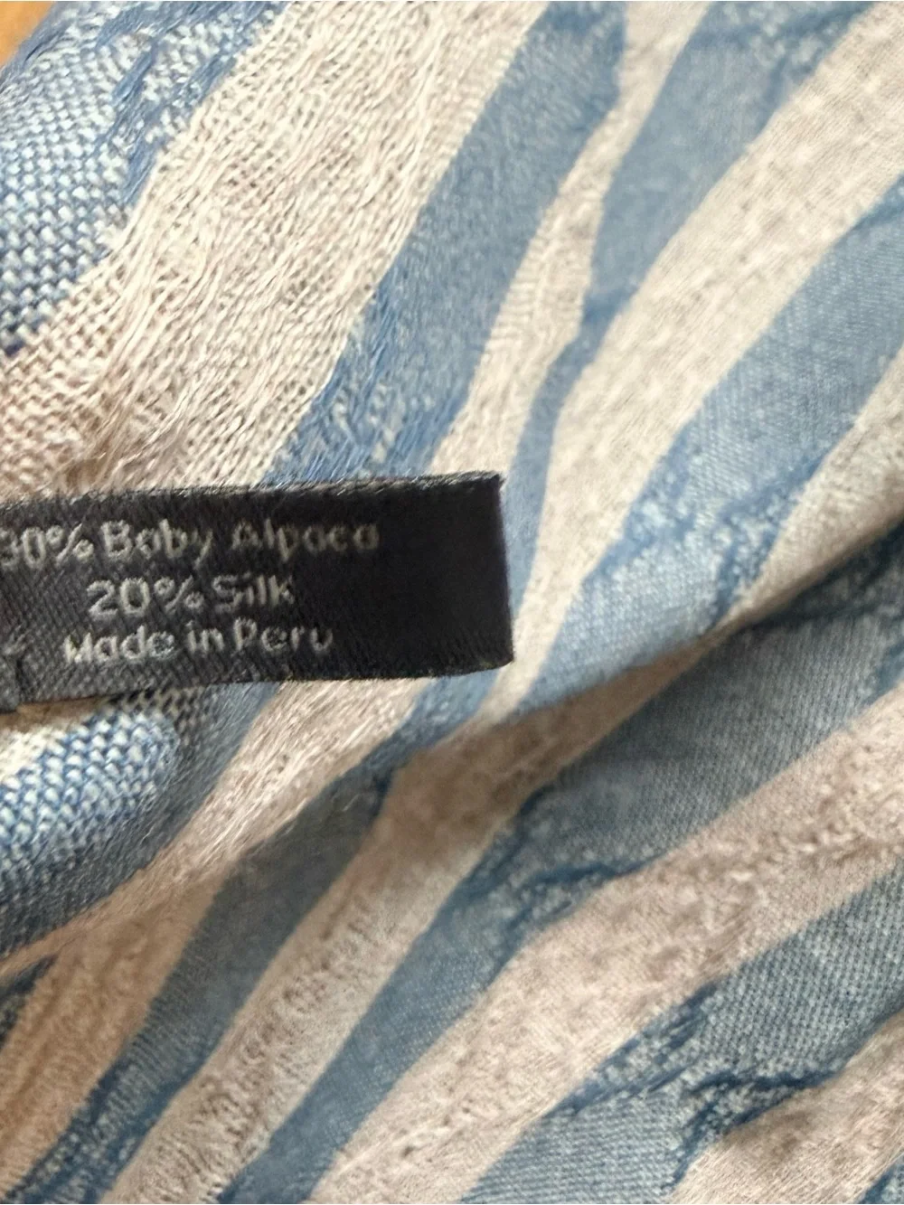 Striped Blue /Cream scarf natural fibers